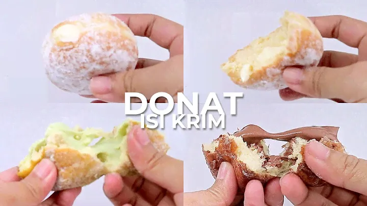 DONAT GULA ISI KRIM RASA VANILLA, GREEN TEA, COKLAT // CREAM-FILLED BOMBOLONI DOUGHNUT
